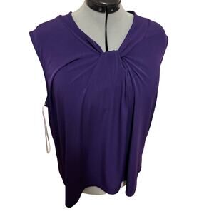 Calvin Klein Elegant Purple Sleeveless Draped Neck Lightweight Shirt Work 2x
